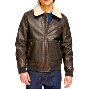 NEW Men’s Big and Tall Aviator Faux Leather Jacket